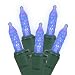 Set of 35 LED Blue M5 Mini Christmas Lights - Green Wire