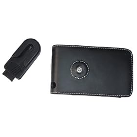 iTech Black premium high quality genuine soft napa leather flip carry case for the Apple Ipod Touch 2nd gen 8 GB, 16 GB, 32GB with removable belt clip