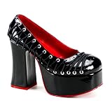 4 1/2 Inch Sexy Platform Pump Shoes Chunky Heel Corset Lace Detail Gothic Shoe