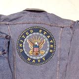 Denim Jacket with Navy Logo Embroidered on Back by Lee