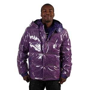 Reporter Italian Puffy Clear Purple Painted Mens Down Coat by Reporter