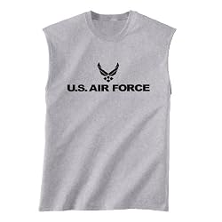 Air Force Sleeveless T-Shirt - Military Style Physical Training T-Shirt in gray