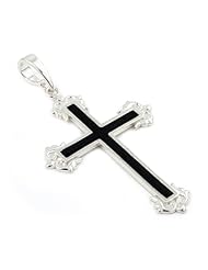 Sterling Silver Elegant Cross Pendant With Black Center