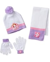 Berkshire Girl's 3 Piece Princess Sofia The First Pom Beanie Glove and Scarf Set