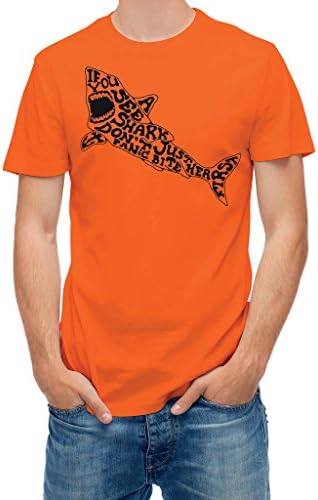 T shirt If you see a shark don't panic. Just bite Orange XXL