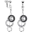 Handcrafted Austrian Cosmic Hematite Circular Clip Earrings