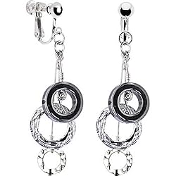 Handcrafted Austrian Cosmic Hematite Circular Clip Earrings