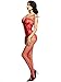 Amoretu Womens Sexy Lingerie Fishnet Bodysuits Crotchless Bodystocking Red