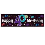 The Party Continues 40th Metallic Giant Sign Banner 65in x 20in