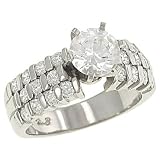 3 Row Round Diamond Engagement Ring. 95cttw ( CZ ctr ) - B0001AXTHU