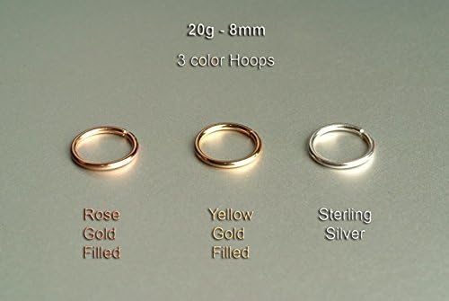 SET of 3 NOSE Rings, Small Nose Rings 20g 8mm Silver, Yellow and Rose Gold filled - or choose any combination- You Save 4 dollars