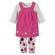 Newborn Girls' Just One Year 3-piece Floral Jumper Set - Dark Pink