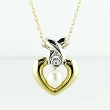14KYG Pearl June Birthstone Heart Pendant