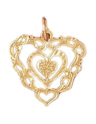 Dazzlers Solid 14k Gold Heart Charm Pendant Available in three colors from jewelsberry (weights: 0.8 grams only)