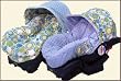 Reversible Infant Car Seat Cover - Bubble Dot Blue and Minky - Cuter Than A Ducks Butt