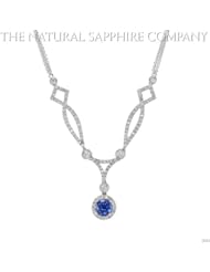 1.26ct. Natural Untreated Blue Sapphire Necklace with diamonds 1.50ct. total.