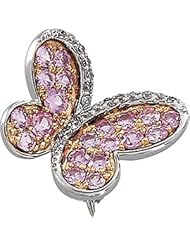 14 Karat White Gold Pink Sapphire & Diamond Butterfly Brooch
