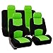 FH Group FB050GREEN114 Universal Fit Full Set Flat Cloth Fabric Car Seat Cover, (Green/Black) (FH-FB050114, Fit Most Car, Truck, SUV, or Van)