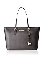 Michael Kors Bolso shopping Jet Set Travel Saffiano Top-Zip Tote (Negro)