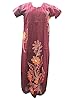 Womans Kaftan Caftans Red Floral Print Cotton Maxi Night Dress Large