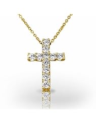 14KT Yellow Gold Classic 4 Prong Round Brilliant Diamond Pendant. 1 CTW