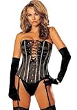 IMAGE OF Shirley Of Hollywood Women's Heavy Satin Strapless Corset And G String, Red, 38