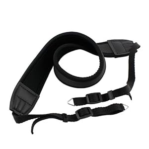 GTMax Black Camera Neoprene Neck Shoulder Strap Belt with Triangle Strap Rings for Canon Nikon Fuji Olympus Panasonic Sony Pentax DSLR Cameras