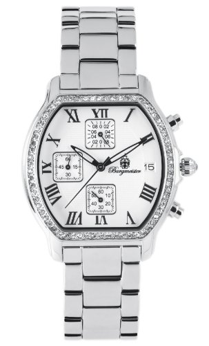 Burgmeister Los Angeles BM507-111 Damen Chronograph Zifferblatt creme-wei&szlig; Datum Faltschlie&szlig;e mit Druckverschluss