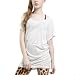DOUBLJU Womens Casual snake leather print loose t-shirts(WY013T)-WHITE-M