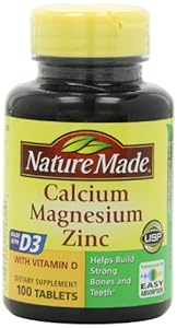 Nature Made Calcium, Magnesium, and Zinc with Vitamin D, With D-3 100 Tablets (Pack of 3)