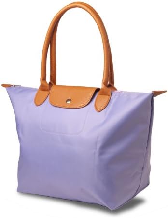 LesCasual Nylon Tote Bag with Faux Leather Trim (Lilac)