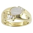 14K Yellow Gold Opal and Diamond Ring