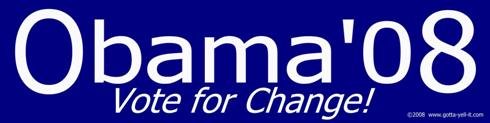 Obama '08 - Vote for Change! - Static Cling Window Sticker - Large 17 in. x 4.25 in.