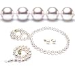 AAA Quality 3-Piece Round 7-7.5mm White Akoya SaltWater Cultured Pearl Necklace & Bracelet & Earrings