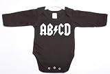 from jonny cotton ABCD funny long sleeve babygrow suit baby shower gift 3/6 Black vest white print