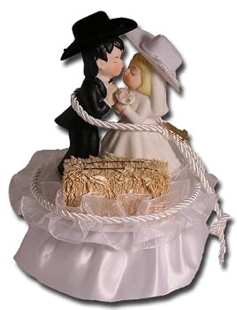 Cowboy Couple with Hay Bale Western Cake Top