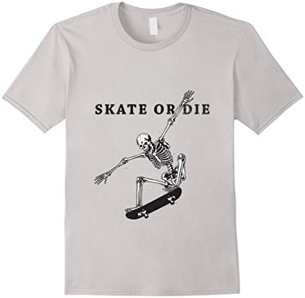 Men's Skate or Die T-Shirt Medium Silver