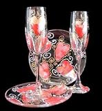 BELLISSIMO!Hearts of Fire Design Toasting Flutes.