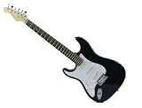 New York Pro Electric Guitar, Black, Left Handed, with Bonus Accessory Package