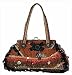 Vintage Style Ribbon Bag, Kiss Clasp Closure, Enhanced with Beautiful Back Round Flower Design, 15w