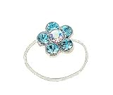 Toe Ring - T23 - Crystal Illusion - Flower ~ Aqua (Blue)