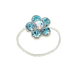 Toe Ring - T23 - Crystal Illusion - Flower ~ Aqua (Blue)