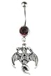 Stainless Steel Gothic Belly Ring with Red CZ - Double-Headed Dragon