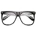 Large Bold Oversized Modified Clear Lens Horn Rimmed Sunglasses (Black)
