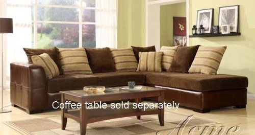 41zLYz ArlL 2 pcs Sectional Sofa with Striped Pillows Brown Plush Medium Brown Bycast