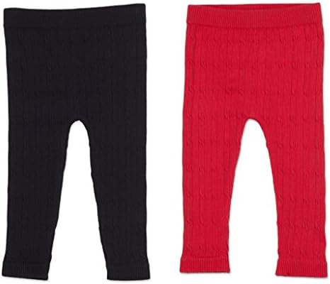 Cable Cotton Infant Leggings - Fuschia & Navy , 2-4Y
