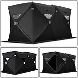 Black Folding Pop Up Ice Fishing Shelter 6 7 8 Person Man Fish Shanty Tent House