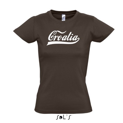 Damen T-Shirt – Kroatien Oldschool Croatia LÄNDERSHIRT EM / WM FAN Trikot S-XXL , Chocolate – weiß , XXL