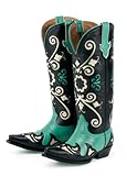 Lane Boots Margaret Black / Turquoise Leather Fashion Cowgirl Boots