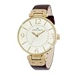 AK Anne Klein Women's 109168IVBN Gold-Tone Round Brown Leather Strap Watch